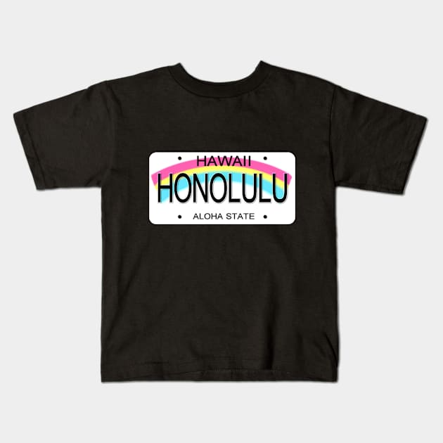 Honolulu Hawaii License Plate Kids T-Shirt by Mel's Designs